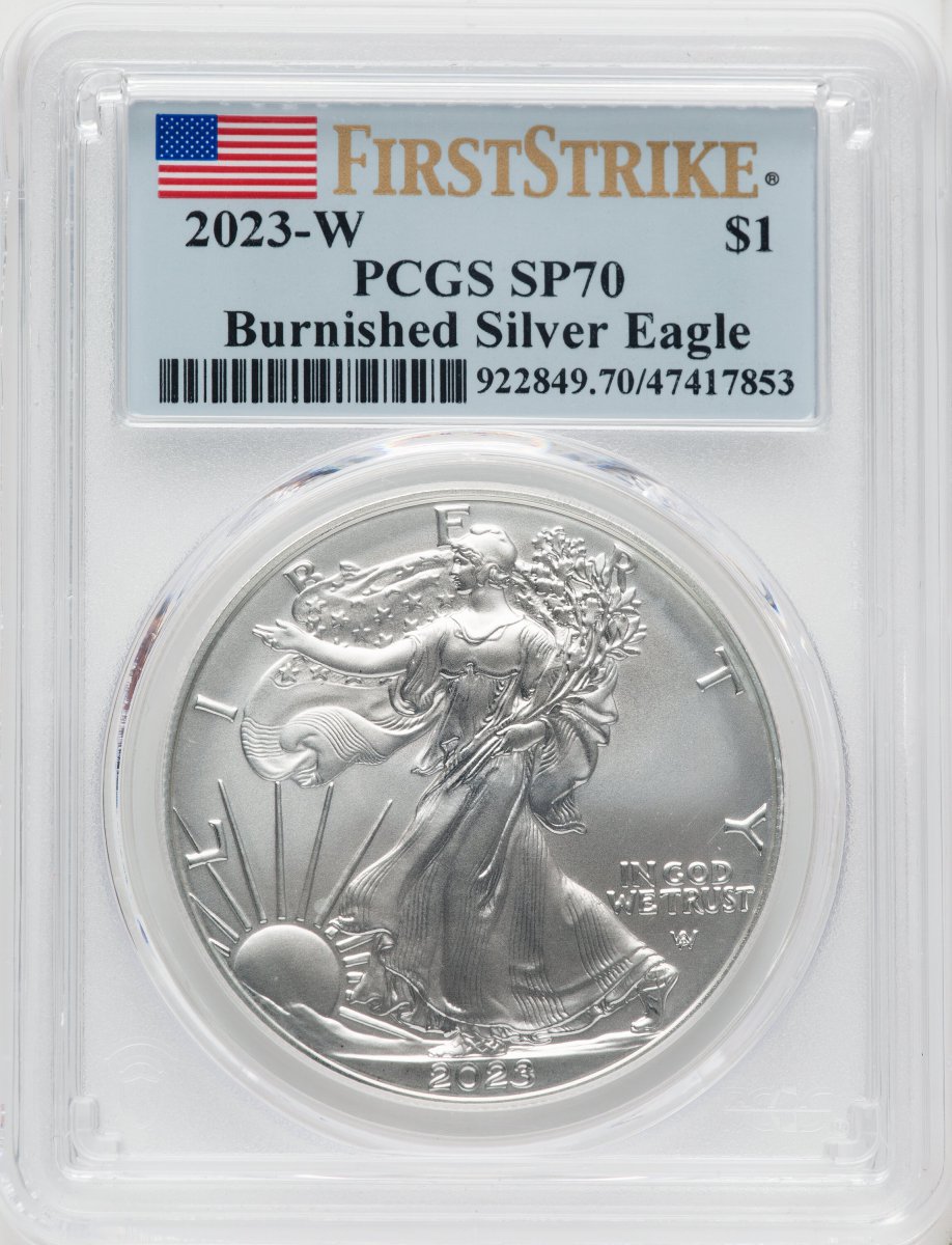 2023-W Modern Bullion Coins (2023-W S$1 Silver Eagle, Burnished, First Strike, SP FS Flag)