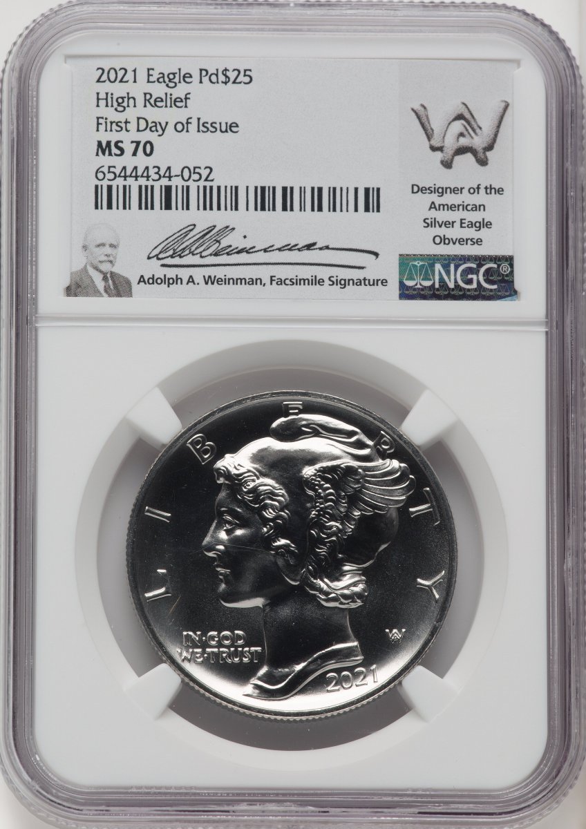 2021 Modern Bullion Coins (2021 Palladium Eagle 1 oz, MS FDI Adolph Weinman)