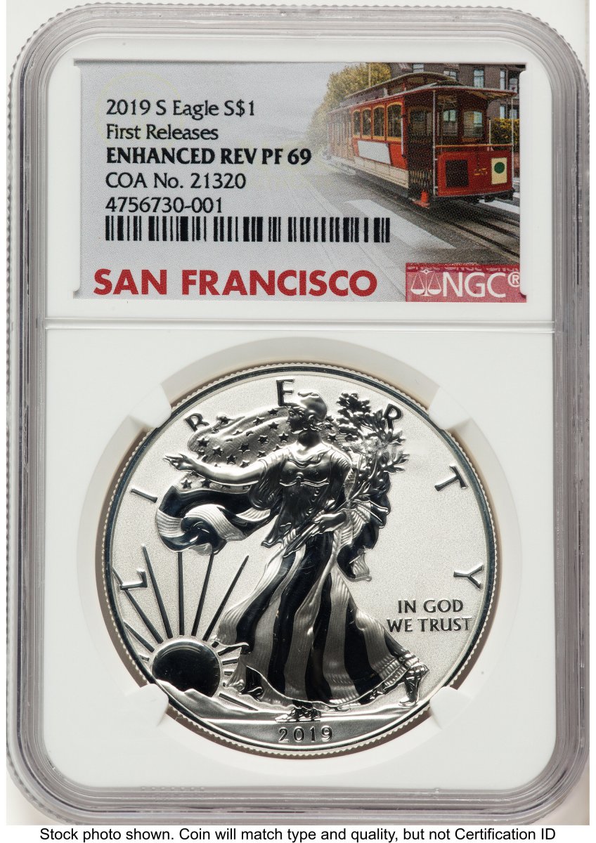 2019-S Modern Bullion Coins (2019-S Enhanced Reverse Proof Silver Eagle 1 oz FR Trolley Label)