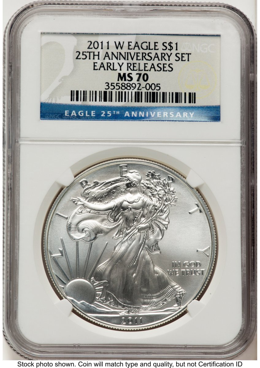 2011-W Modern Bullion Coins (2011-W Burnished Silver Eagle 1 oz ER 25th Anniversary Label)