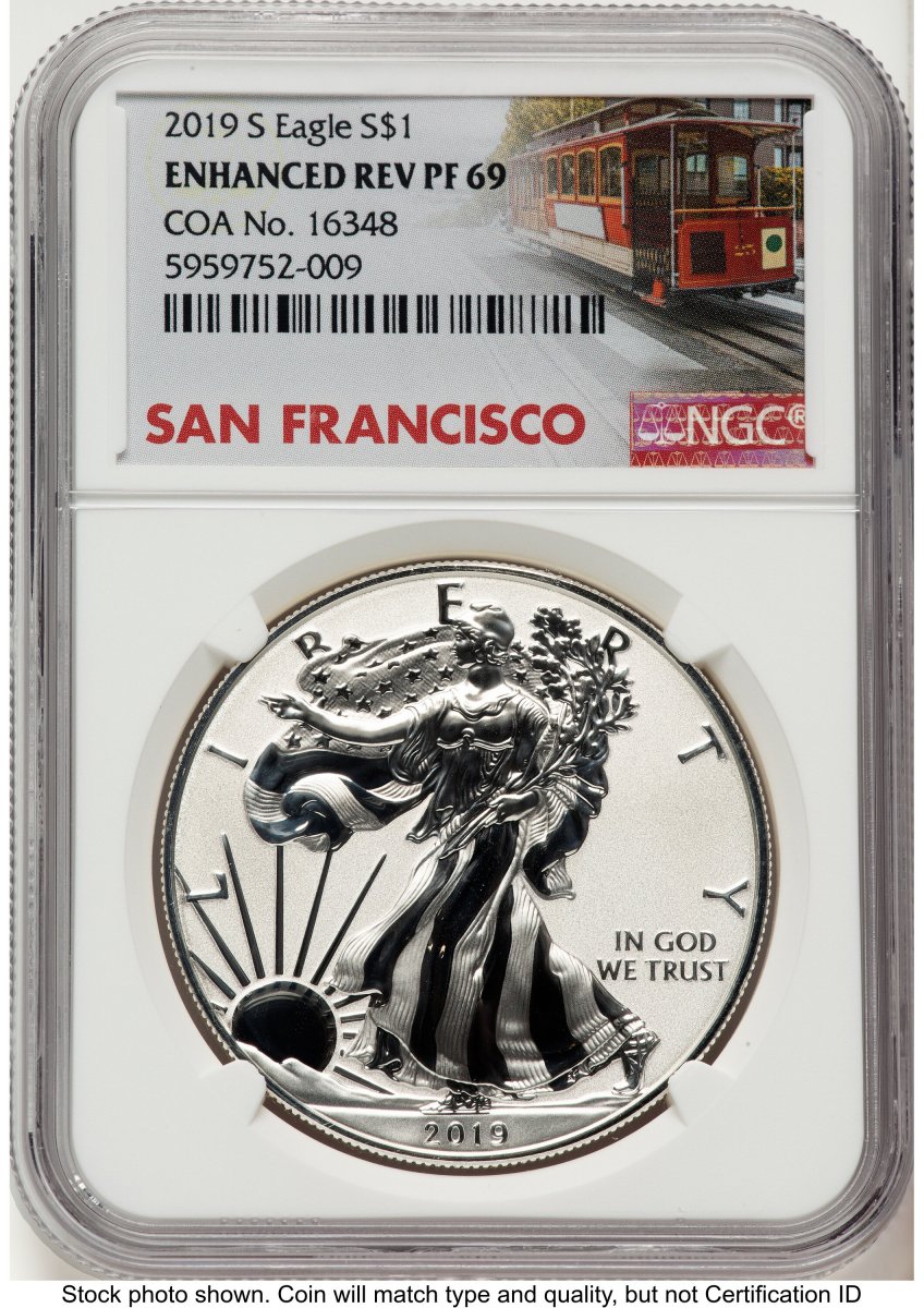 2019-S Modern Bullion Coins (2019-S Enhanced Reverse Proof Silver Eagle 1 oz Trolley Label)