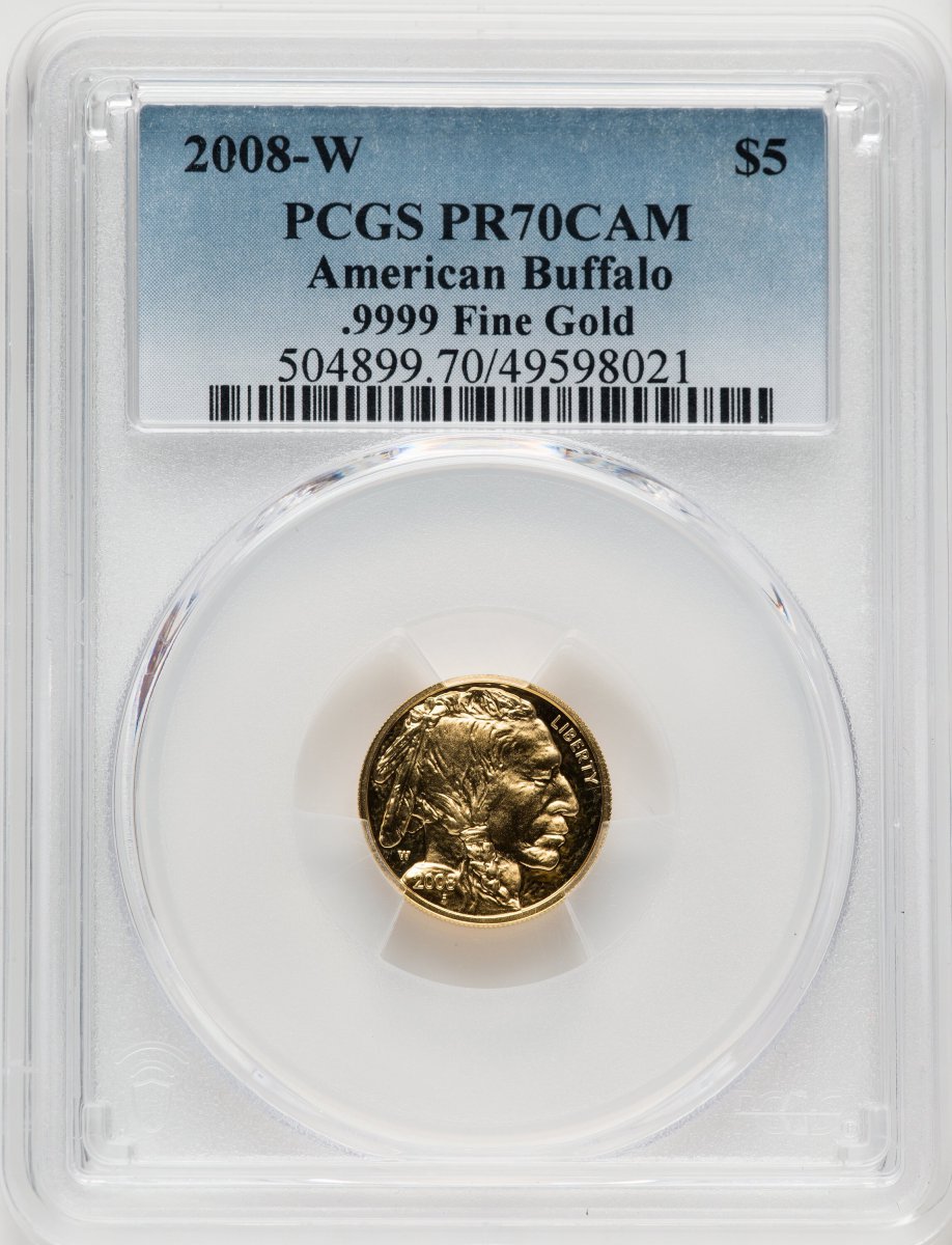 2008-W Modern Bullion Coins (2008-W $5, American Buffalo .9999 Gold, Cameo, PR CA Blue Gradient)