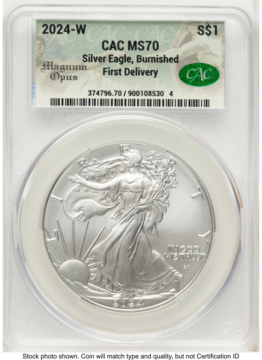 2024-W Modern Bullion Coins (2024-W Burnished Silver Eagle 1 oz First Delivery Magnum Opus)
