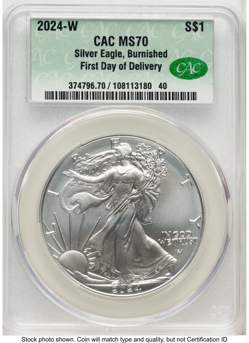 2024-W Modern Bullion Coins (2024-W Burnished Silver Eagle 1 oz First Day Of Delivery)