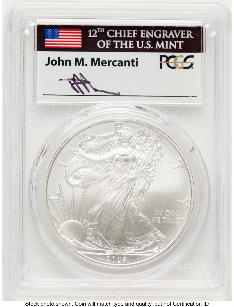 2008-W Modern Bullion Coins (2008-W Burnished Silver Eagle 1 oz John Mercanti)