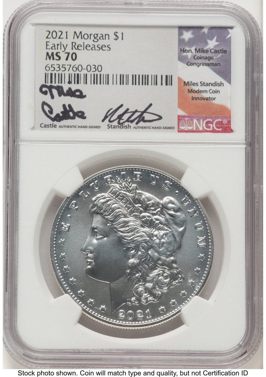 2021 Modern Bullion Coins (2021 S$1 Morgan Dollar, MS ER Mike Castle/Miles Standish)
