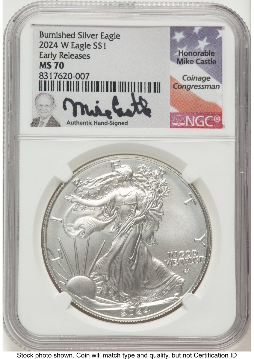 2024-W Modern Bullion Coins (2024-W Burnished Silver Eagle 1 oz ER Mike Castle)