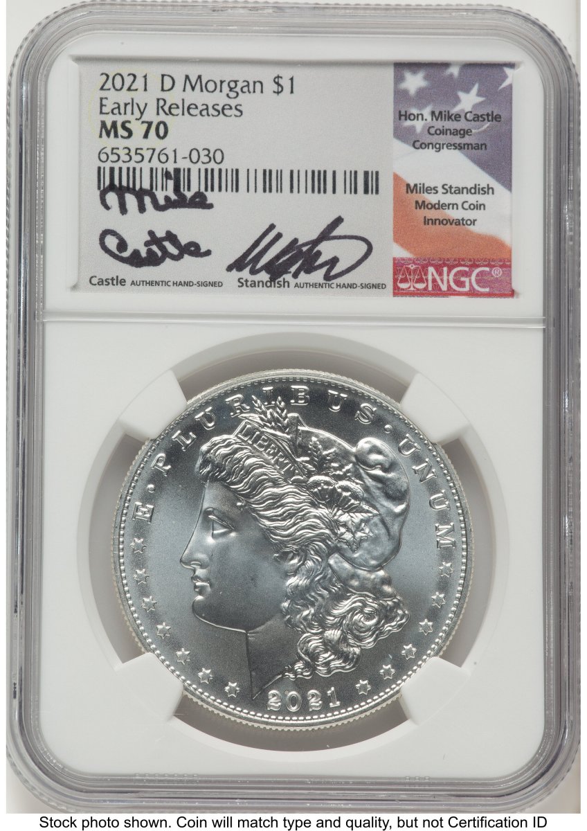 2021-D Modern Bullion Coins (2021-D S$1 Morgan Dollar, MS ER Mike Castle/Miles Standish)