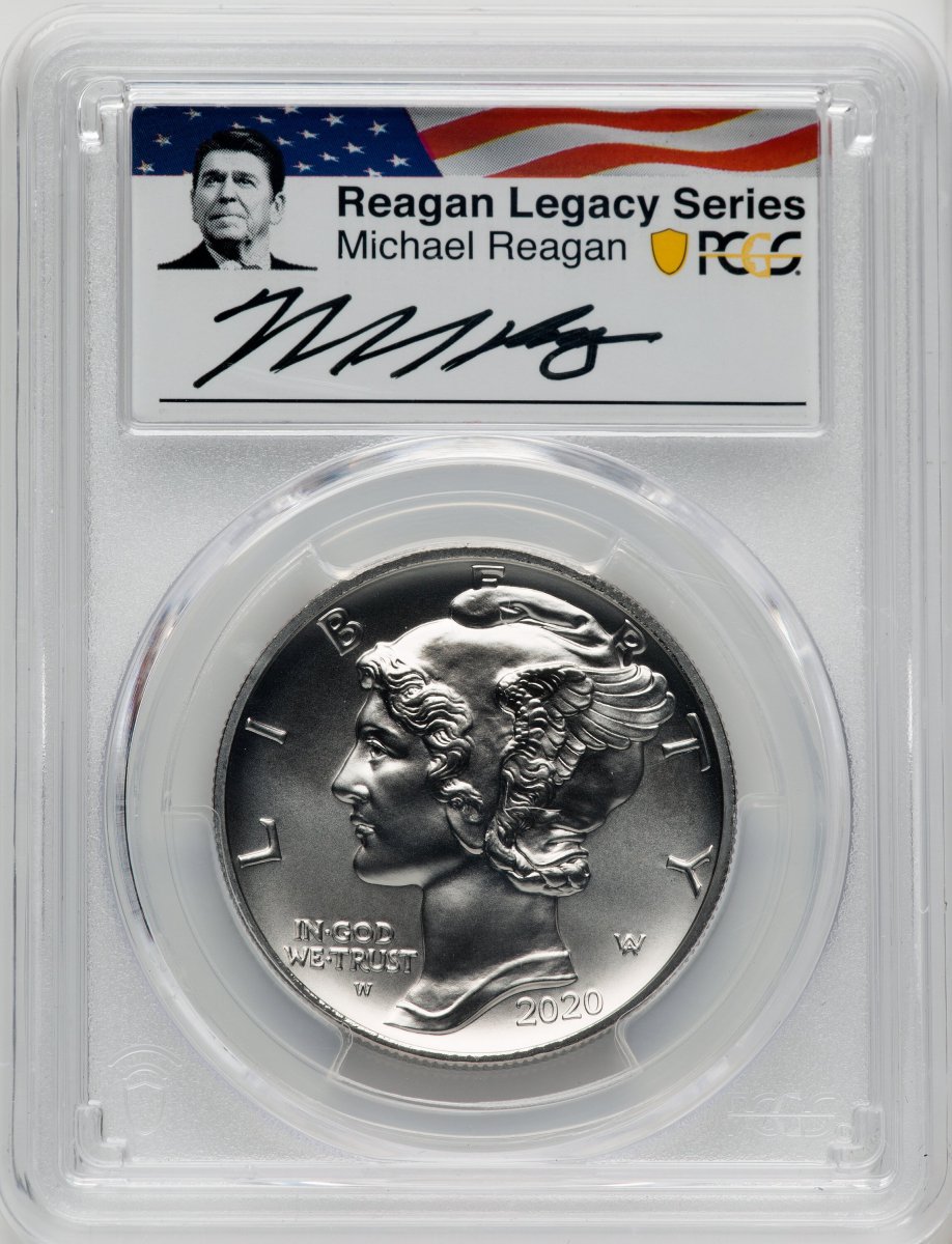 2020-W Modern Bullion Coins (2020-W Palladium Eagle 1 oz Burnished Reagan Legacy Series Michael Reagan Picture)