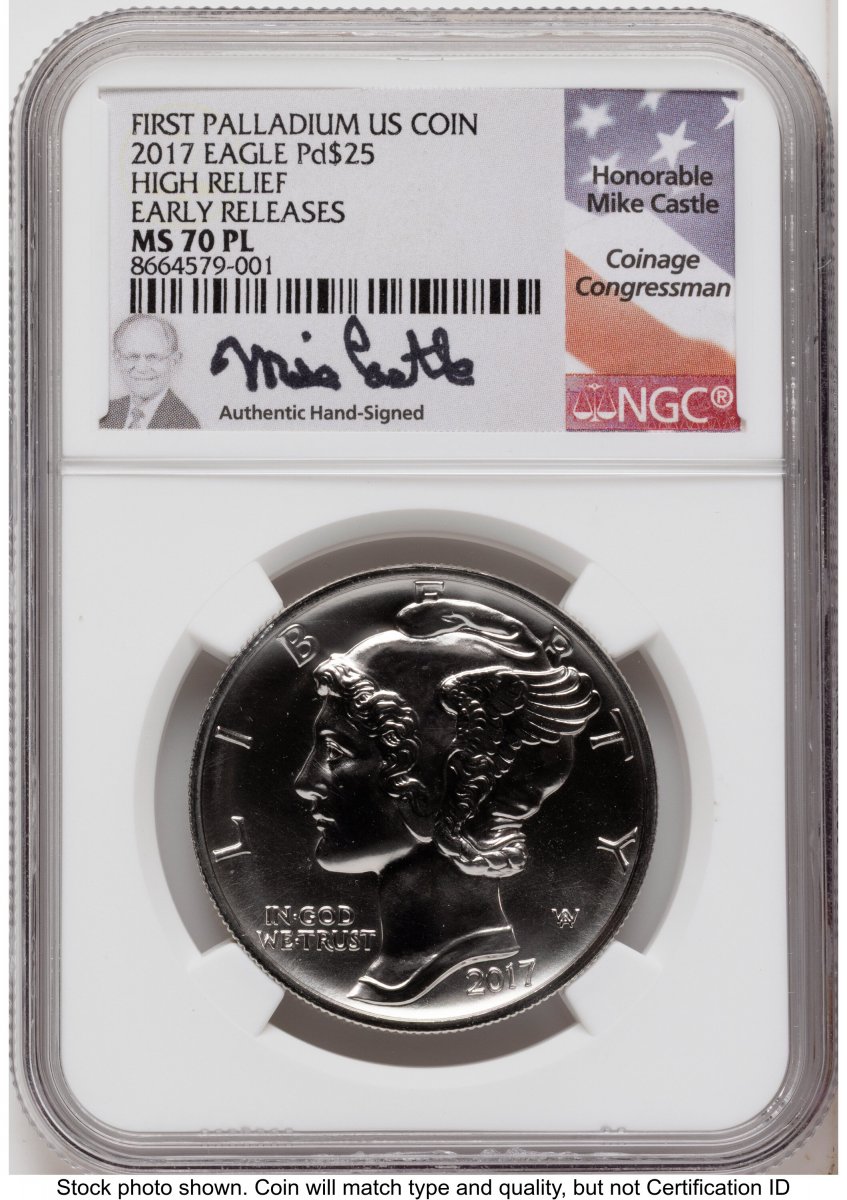 2017 Modern Bullion Coins (2017 Palladium Eagle 1 oz, PL ER Mike Castle)