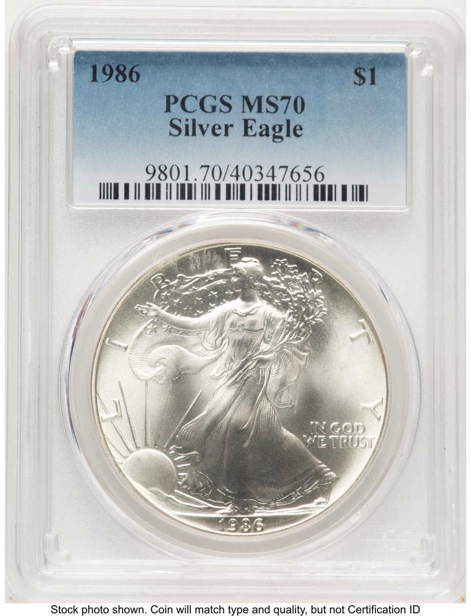 1986 Modern Bullion Coins (1986 Silver Eagle Blue Gradient)