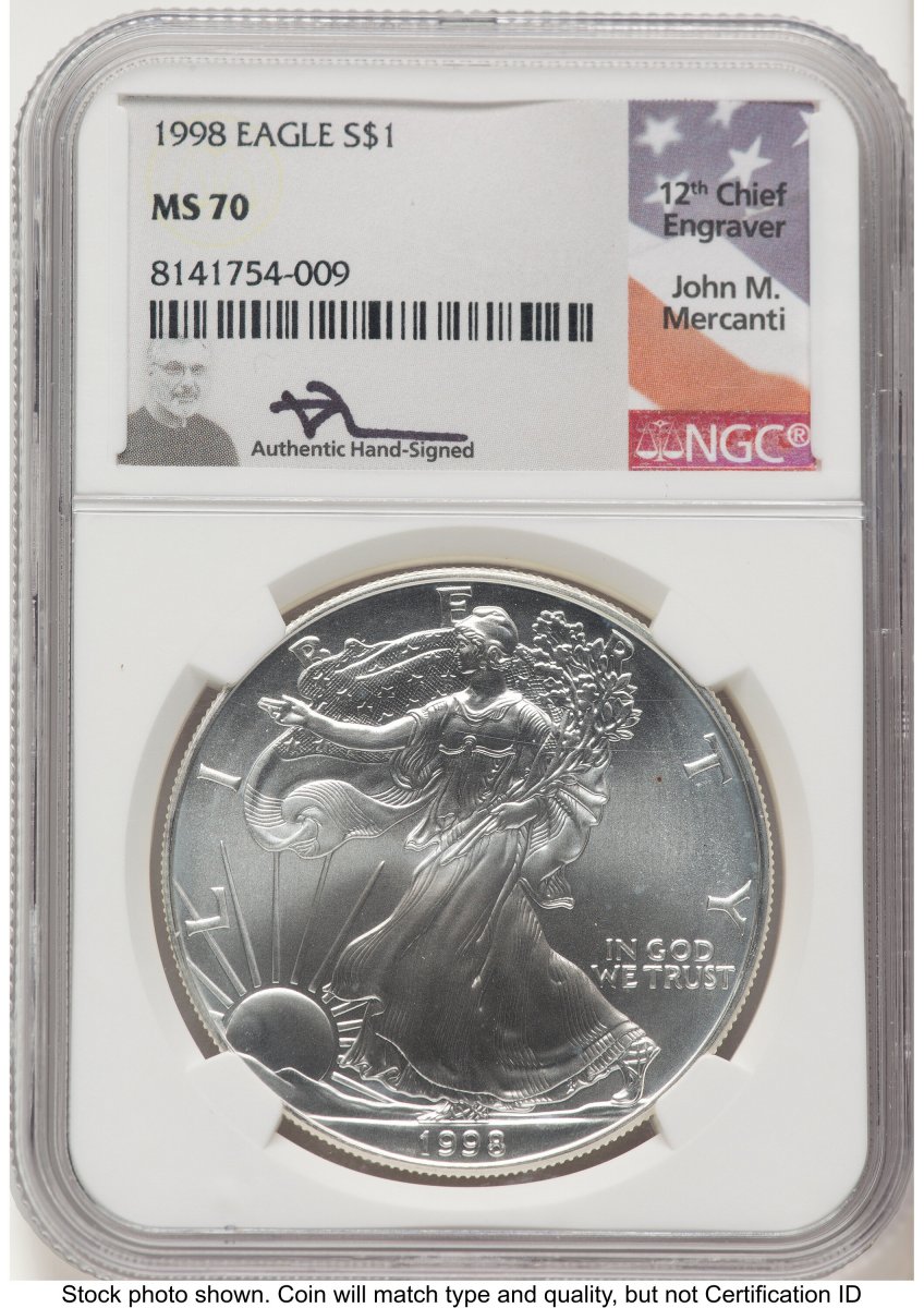 1998 Modern Bullion Coins (1998 Silver Eagle John Mercanti)