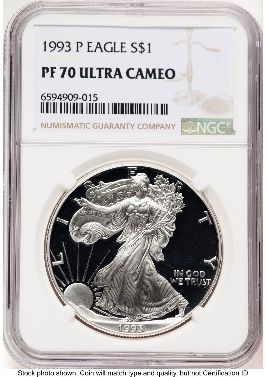1993-P Modern Bullion Coins (1993-P Proof Silver Eagle 1 oz Brown Label)