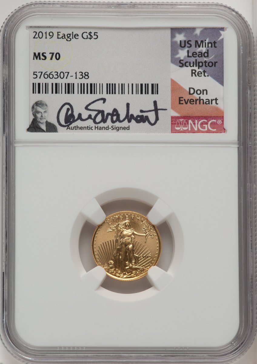 2019 Modern Bullion Coins (2019 $5 Tenth Ounce Gold Eagle, First Strike, MS Don Everhart)