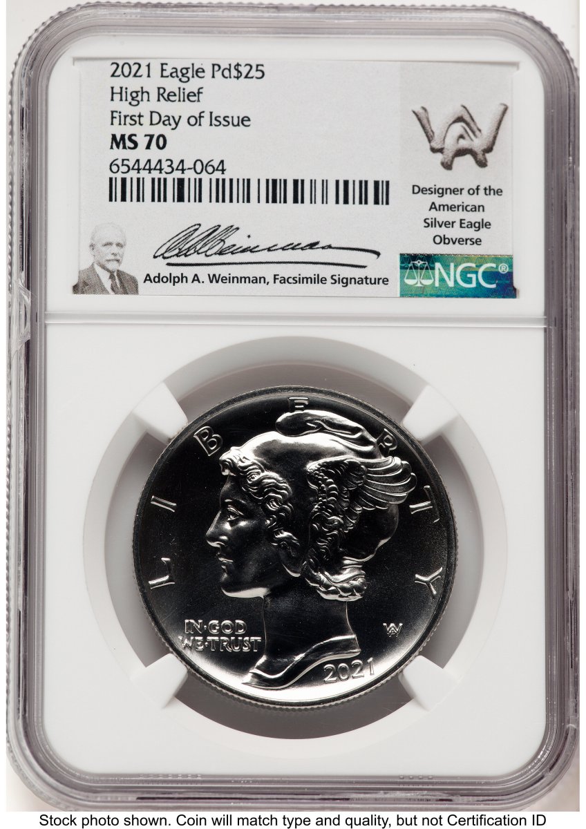 2021 Modern Bullion Coins (2021 Palladium Eagle 1 oz, MS FDI Adolph Weinman)