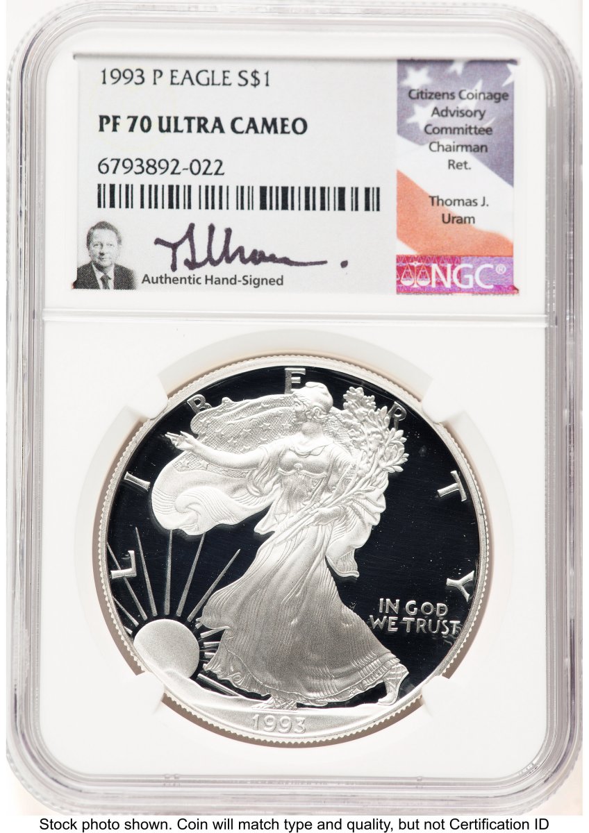 1993-P Modern Bullion Coins (1993-P Proof Silver Eagle 1 oz Thomas Uram)