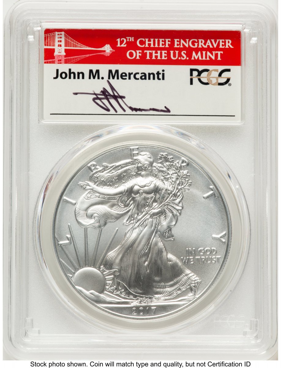 2017-W Modern Bullion Coins (2017-W Burnished Silver Eagle 1 oz FS John Mercanti Bridge)