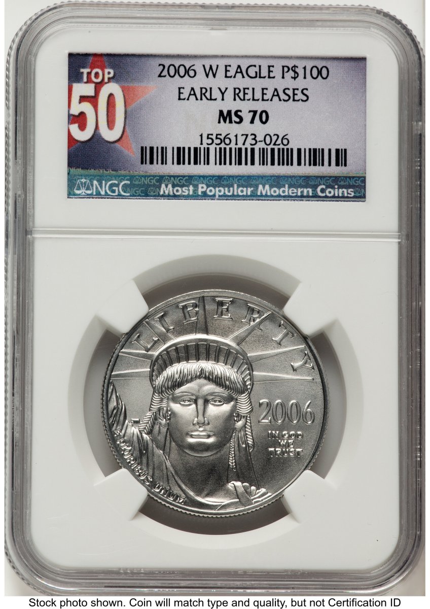 2006-W Modern Bullion Coins (2006-W Burnished Platinum Eagle 1 oz ER Top 50 Most Popular Modern Coins Label)