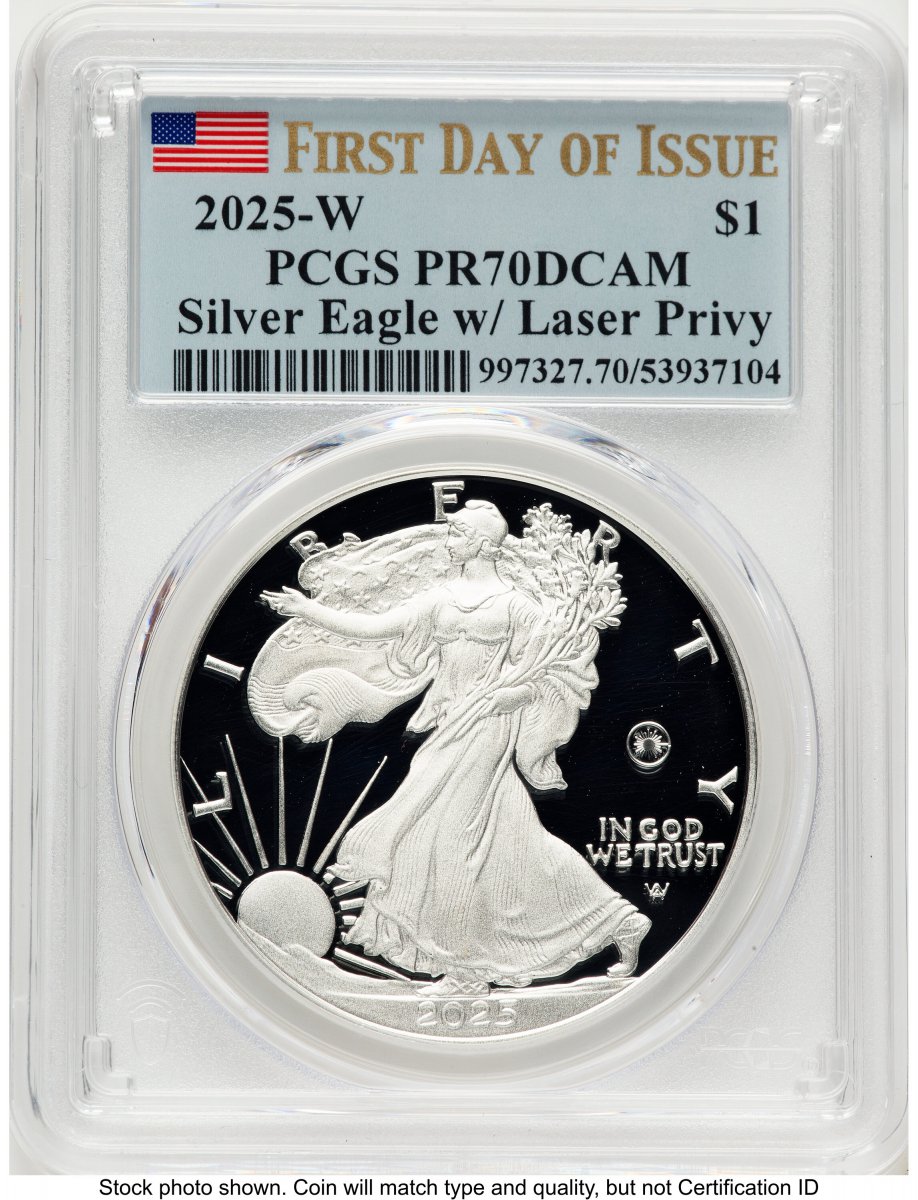 2025-W Modern Bullion Coins (2025-W Proof Silver Eagle Privy Laser Engraved 1 oz FDI Flag)