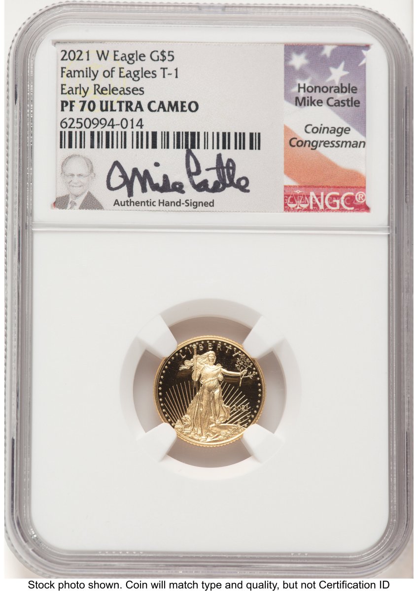 2021-W Modern Bullion Coins (2021-W Type 1 Proof Gold Eagle 1/10 oz ER Mike Castle)