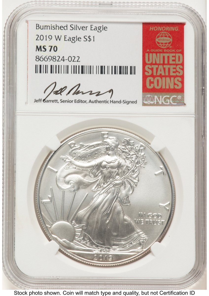 2019-W Modern Bullion Coins (2019-W Burnished Silver Eagle 1 oz Jeff Garrett Red Book)