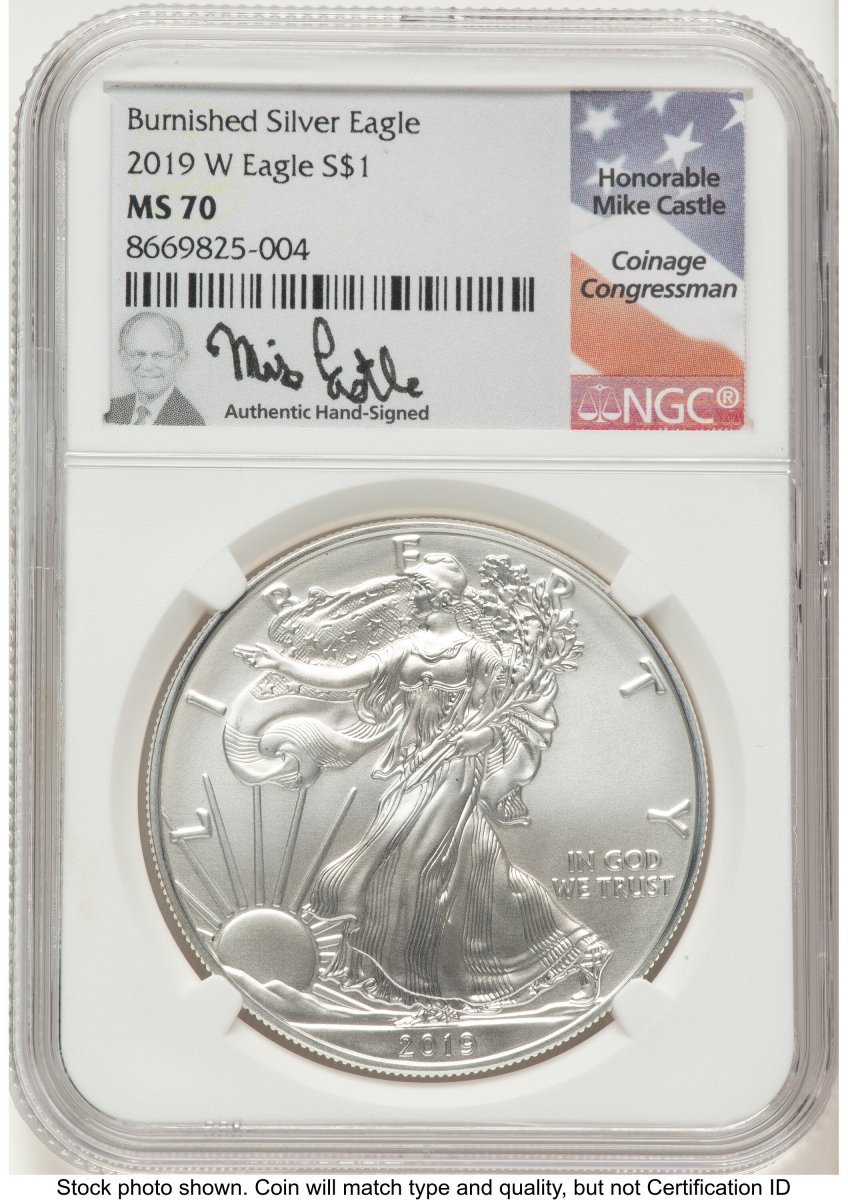2019-W Modern Bullion Coins (2019-W Burnished Silver Eagle 1 oz Mike Castle)