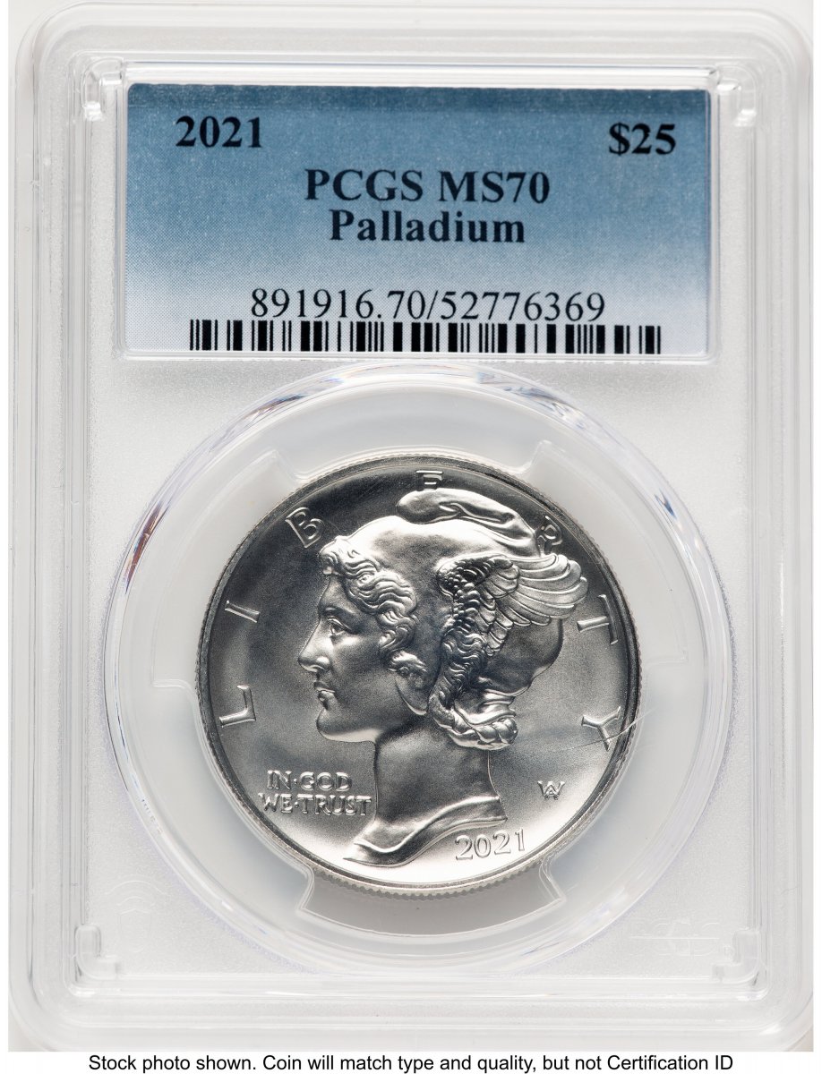 2021 Modern Bullion Coins (2021 Palladium Eagle 1 oz, MS Blue Gradient)
