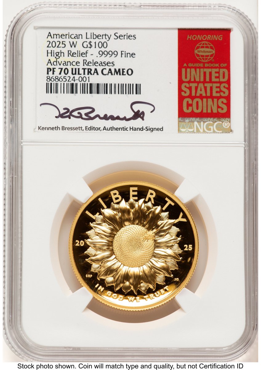 2025-W Modern Bullion Coins (2025-W G$100 American Liberty High Relief, DC AR Kenneth Bressett Red Book)