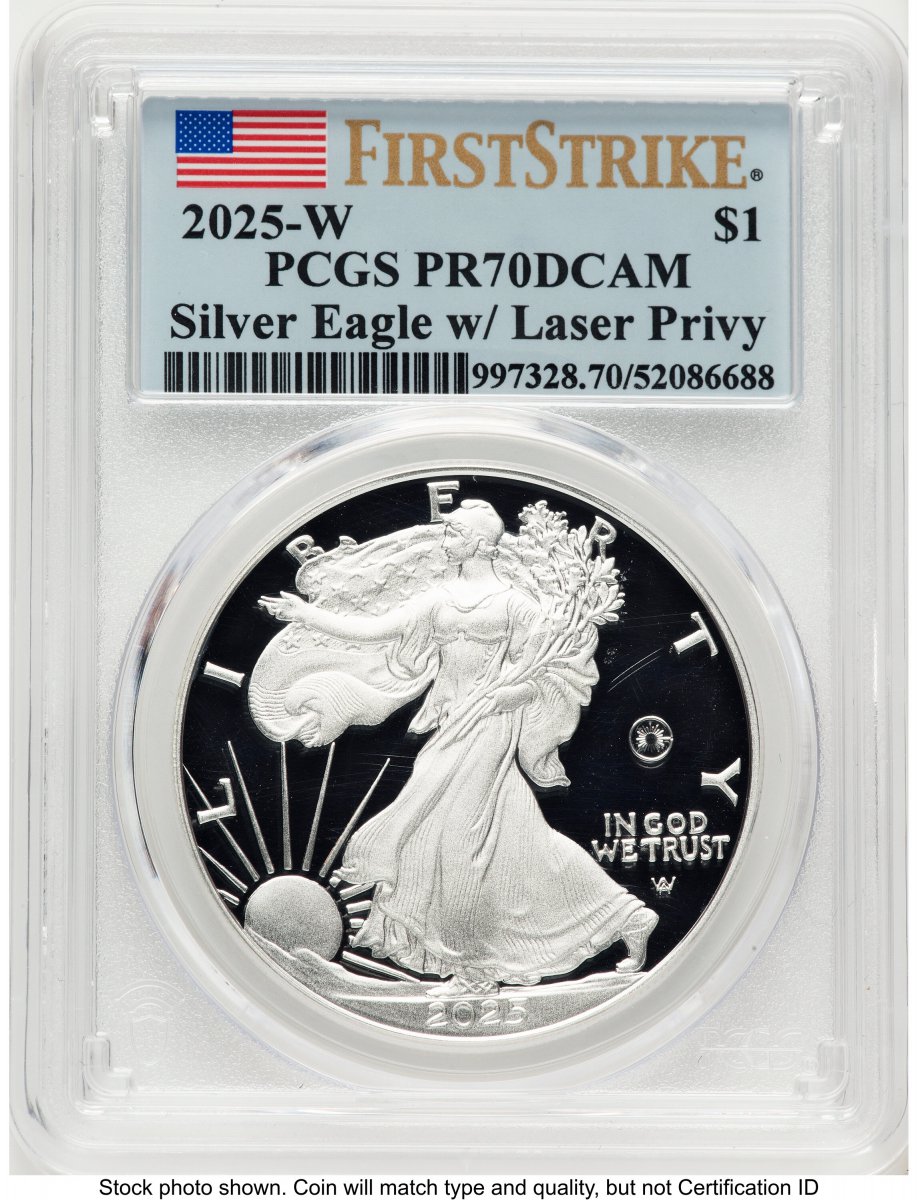 2025-W Modern Bullion Coins (2025-W Proof Silver Eagle Privy Laser Engraved 1 oz FS Flag)