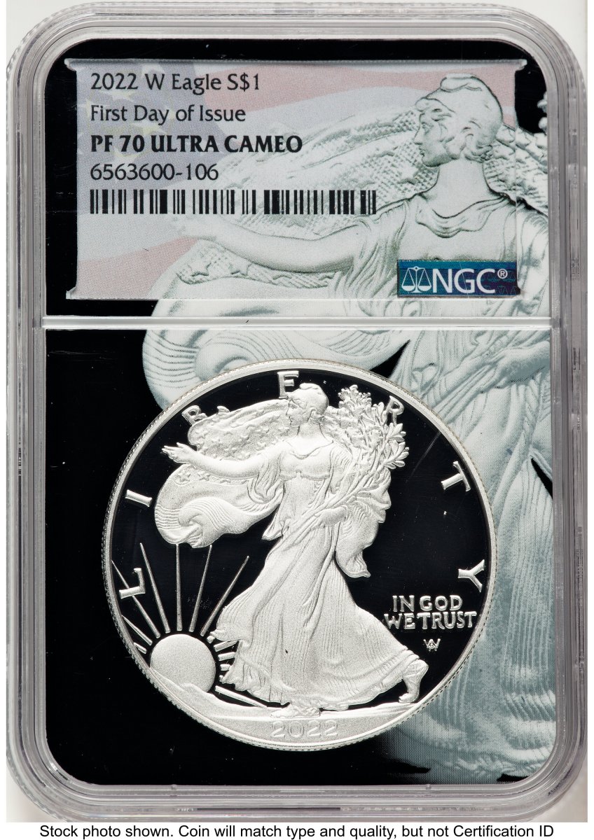 2022-W Modern Bullion Coins (2022-W Proof Silver Eagle 1 oz FDI Black Silver Eagle Core Overlay/Label)