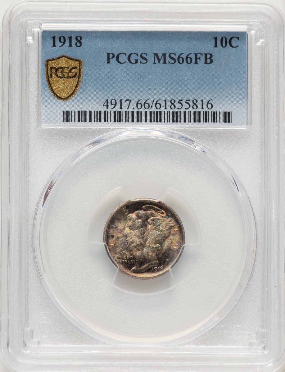 1918 Mercury Dimes (1918 10C, FB PCGS Secure)