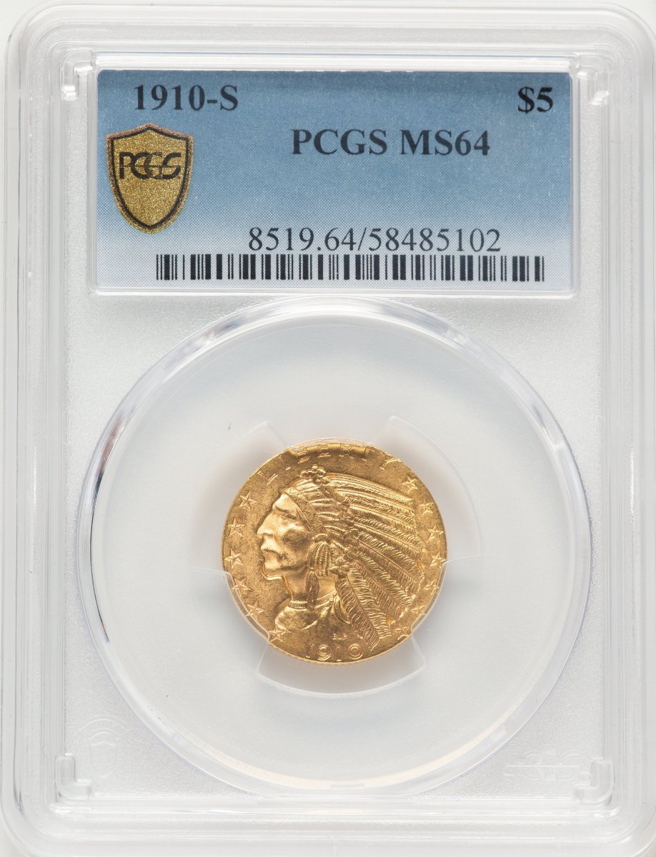 1910-S Indian Half Eagles (1910-S $5, MS PCGS Secure)