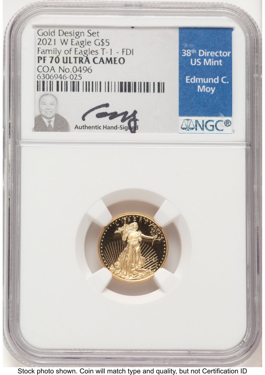 2021-W Modern Bullion Coins (2021-W Type 1 Proof Gold Eagle 1/10 oz FDI Ed Moy)