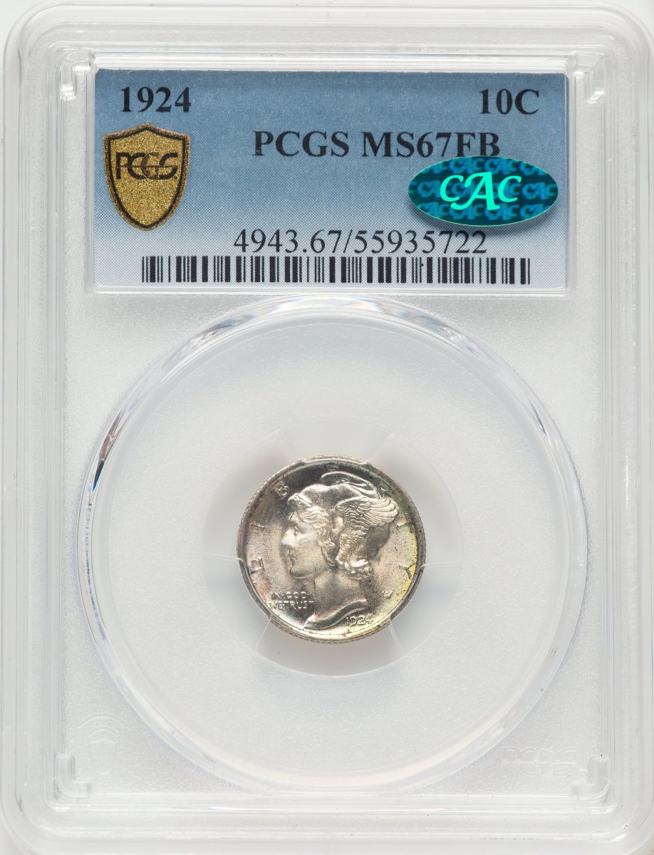1924 Mercury Dimes (1924 10C, FB CAC PCGS Secure)