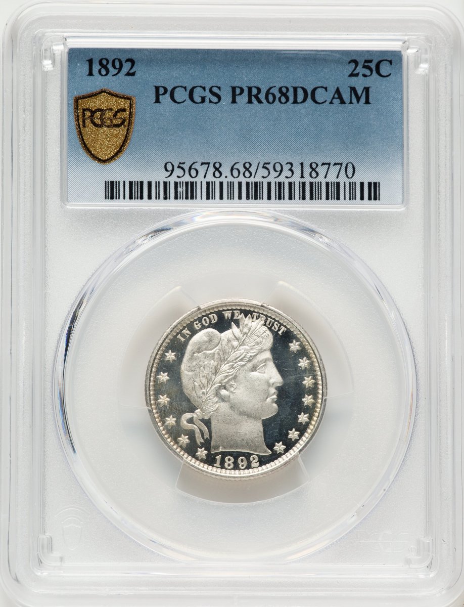 1892 Proof Barber Quarters (1892 25C, DC PCGS Secure)