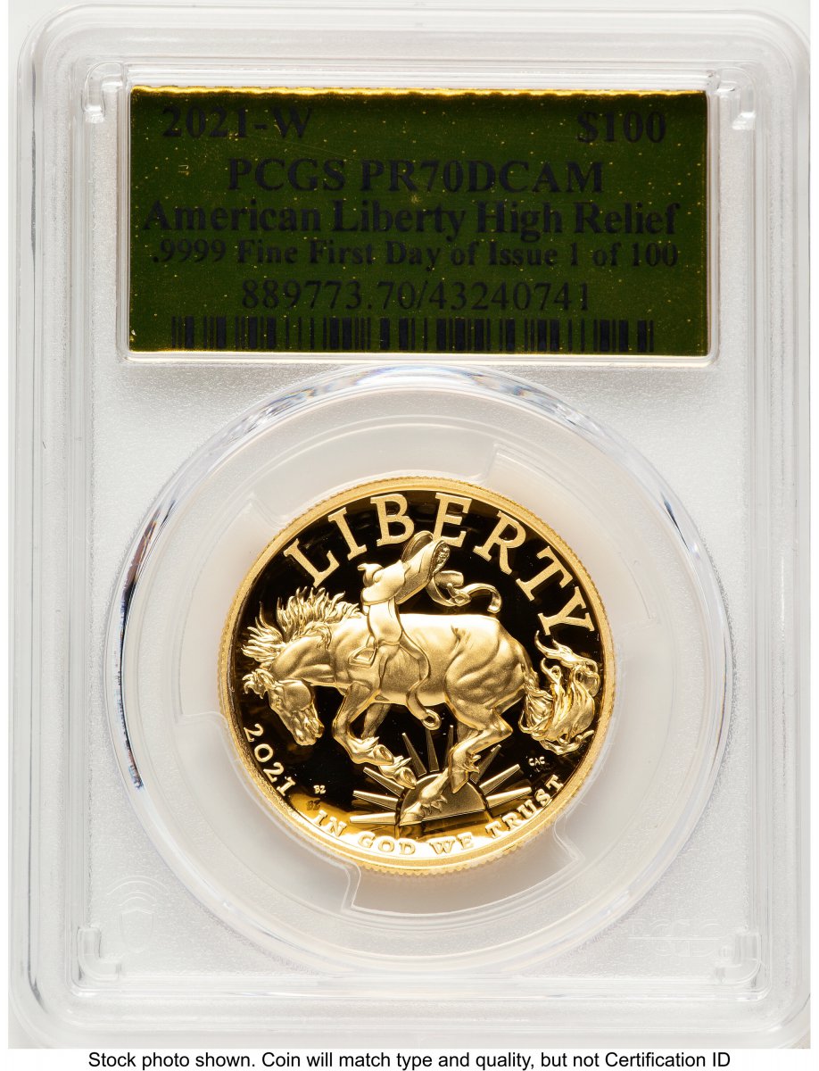2021-W Modern Bullion Coins (2021-W G$100 American Liberty High Relief, DC FDI Gold Foil 1 of 100)