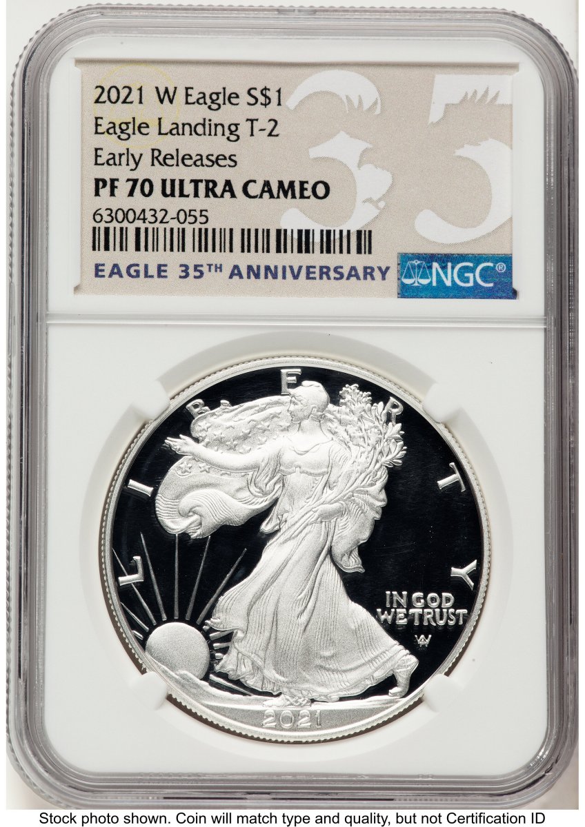 2021-W Modern Bullion Coins (2021-W TY2 Proof Silver Eagle 1 oz ER Eagle 35th Anniversary Label)