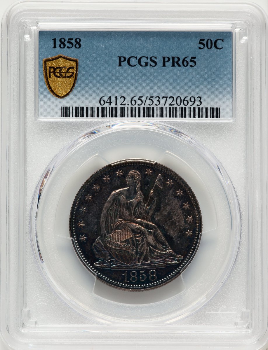 1858 Proof Seated Half Dollars (1858 50C PCGS Secure)