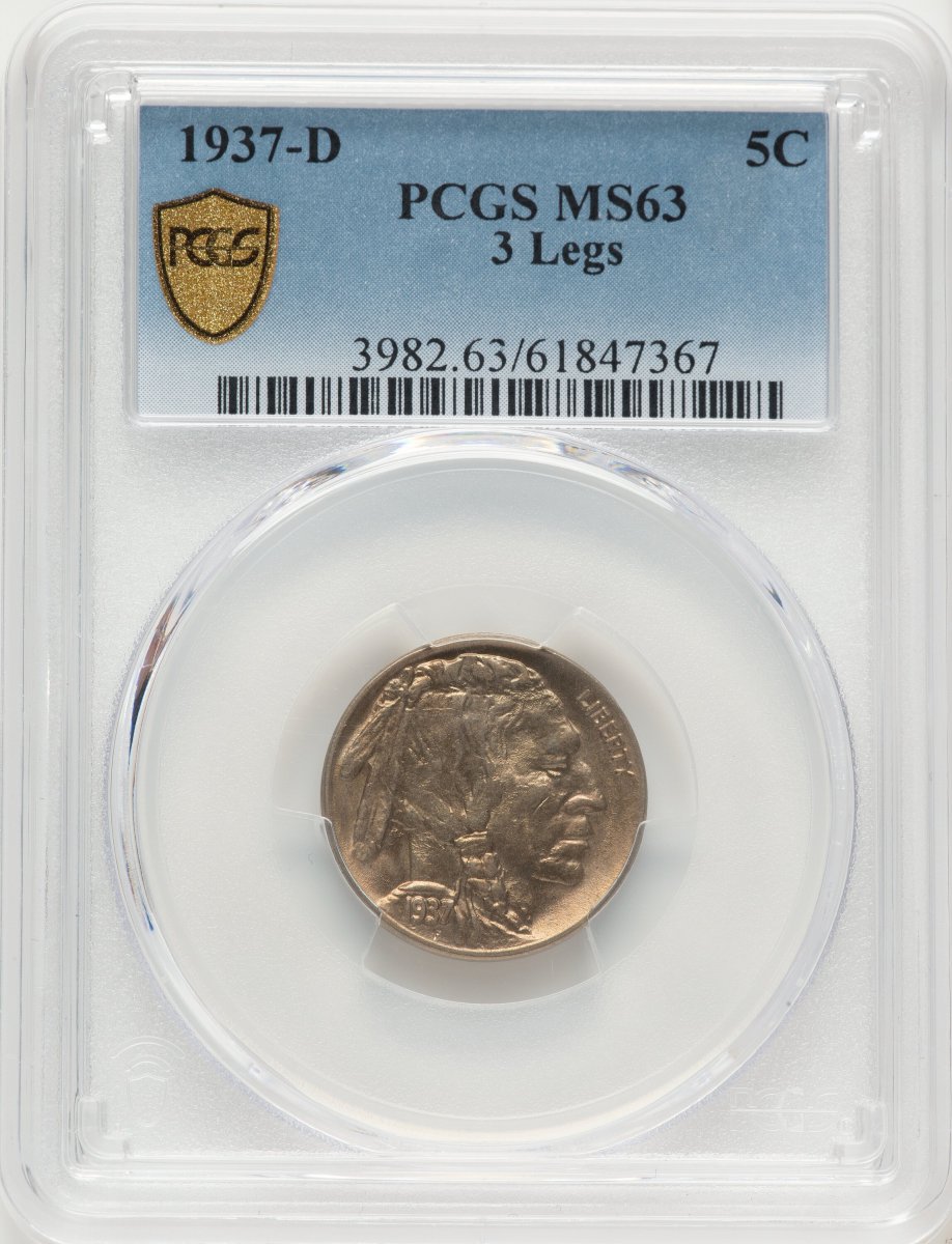 1937-D Buffalo Nickels (1937-D 5C Three-Legged, MS PCGS Secure)