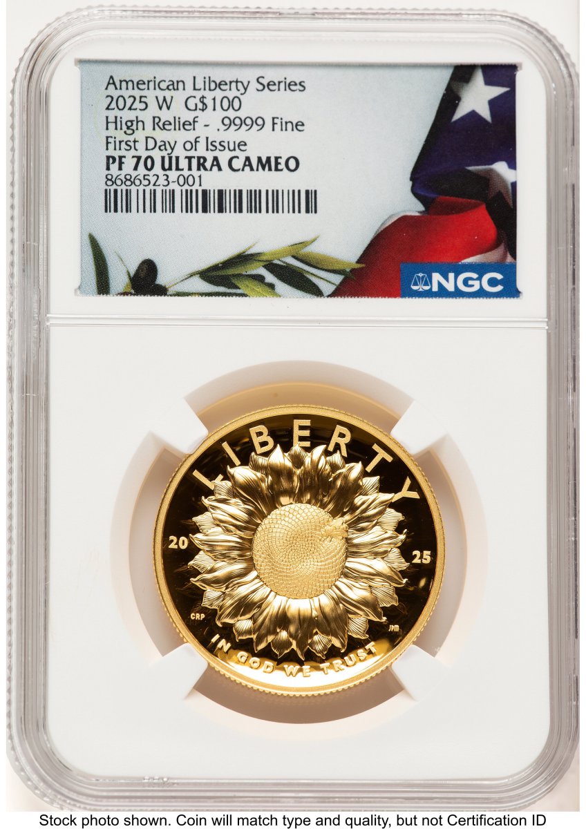 2025-W Modern Bullion Coins (2025-W G$100 American Liberty High Relief, DC FDI Bunting Flag)