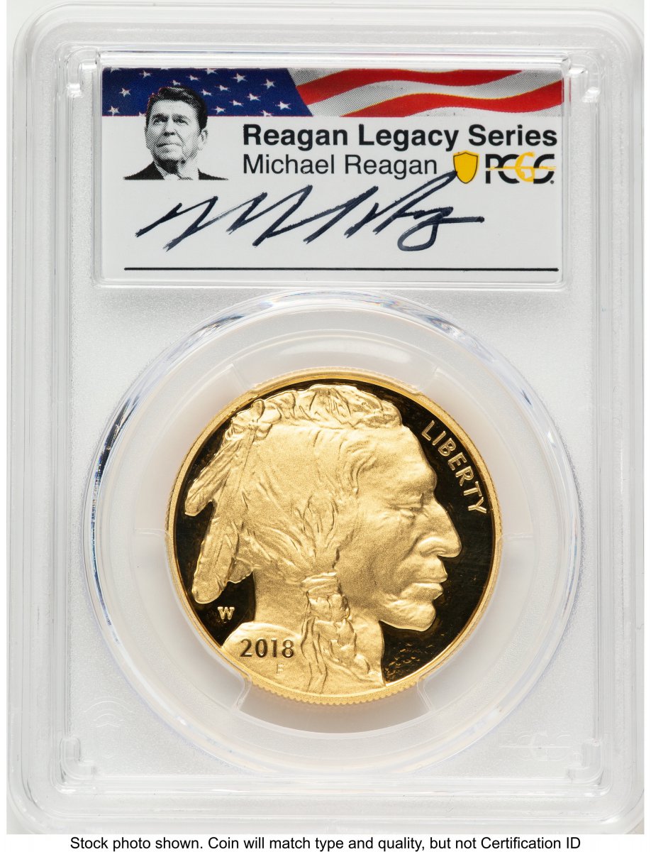2018-W Modern Bullion Coins (2018-W Proof Gold Buffalo 1 oz Reagan Legacy Series Michael Reagan Picture)