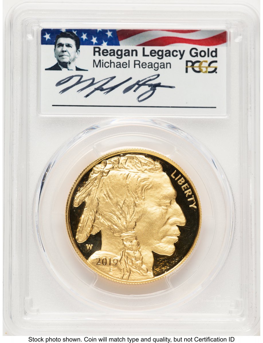 2019-W Modern Bullion Coins (2019-W Proof Gold Buffalo 1 oz FDI Reagan Legacy Series Michael Reagan Picture)