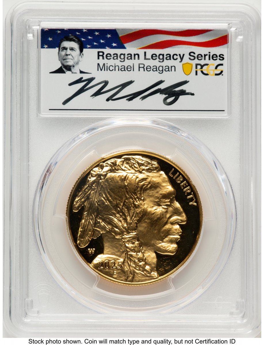 2025-W Modern Bullion Coins (2025-W Proof Gold Buffalo 1 oz AR Reagan Legacy Series Michael Reagan Picture)