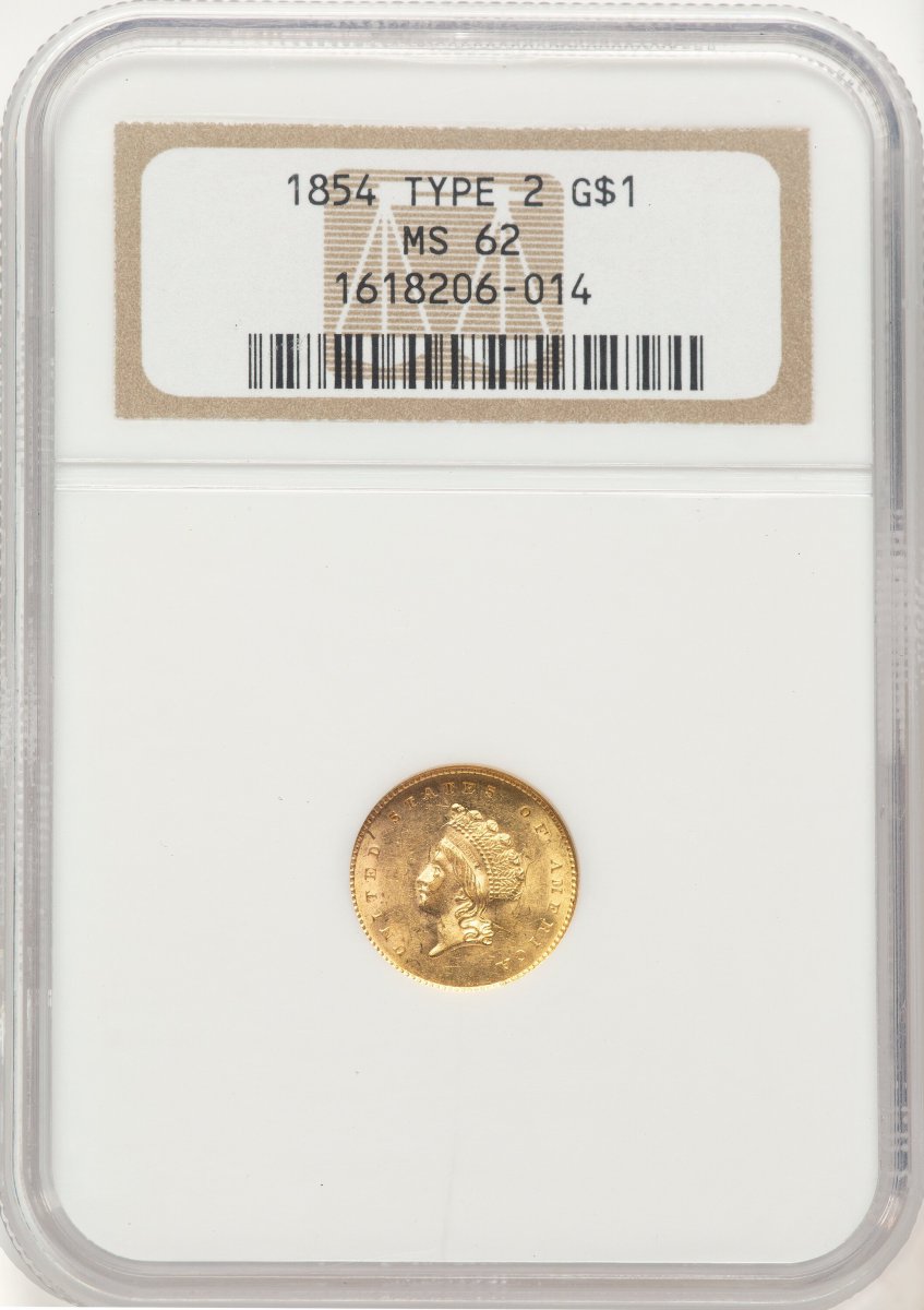1854 Gold Dollars (1854 G$1 Type Two)