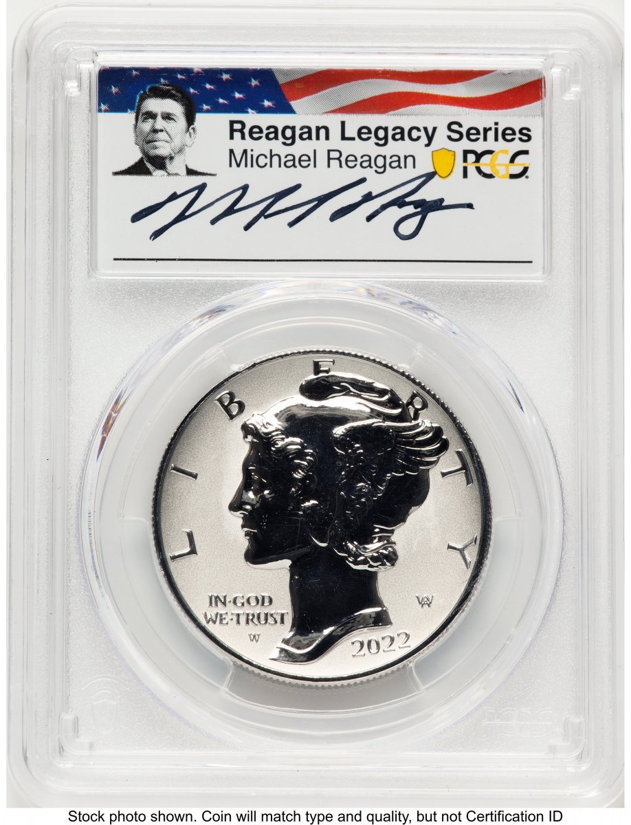 2022-W Modern Bullion Coins (2022-W Palladium Eagle 1 oz, REV PR AR Reagan Legacy Series Michael Reagan Picture)