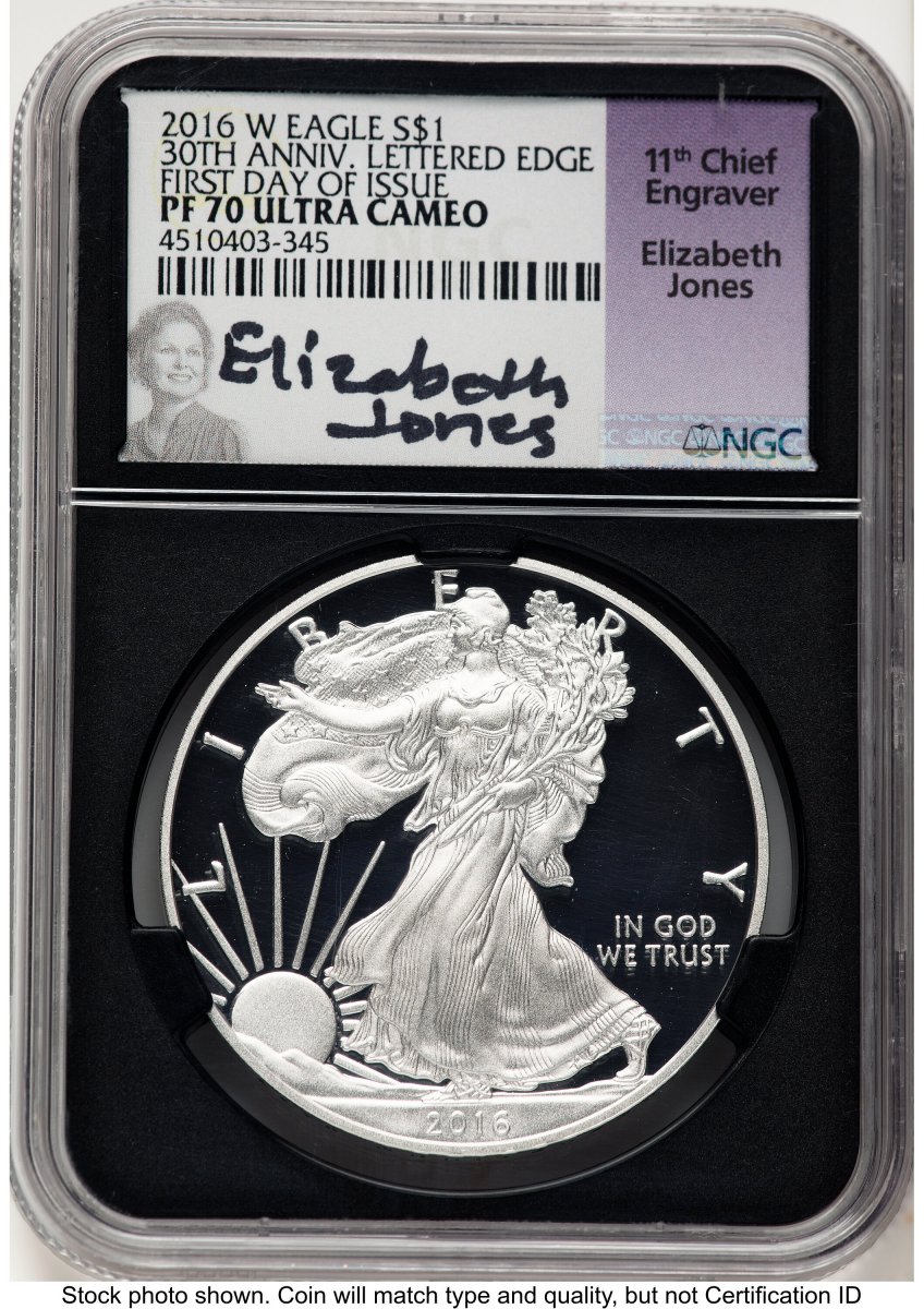 2016-W Modern Bullion Coins (2016-W Proof Silver Eagle 1 oz FDI Elizabeth Jones Blk Core)