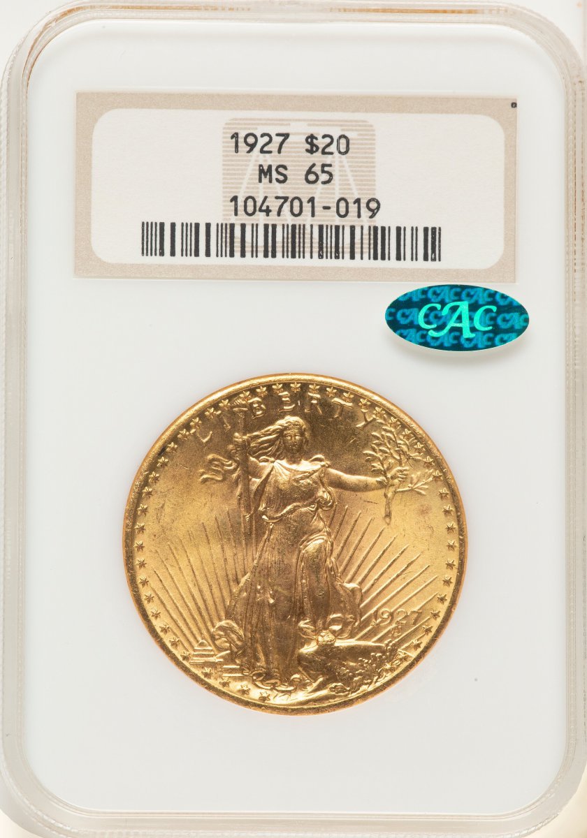 1927 Saint-Gaudens Double Eagles (1927 $20 CAC Brown Label)