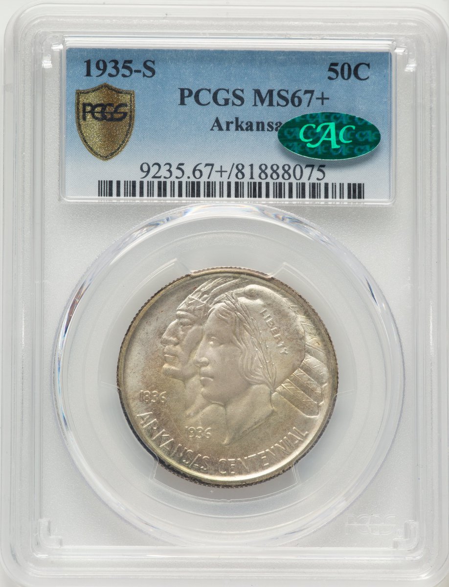 1935-S Commemorative Silver (1935-S 50C Arkansas, MS CAC PCGS Secure PCGS Plus)