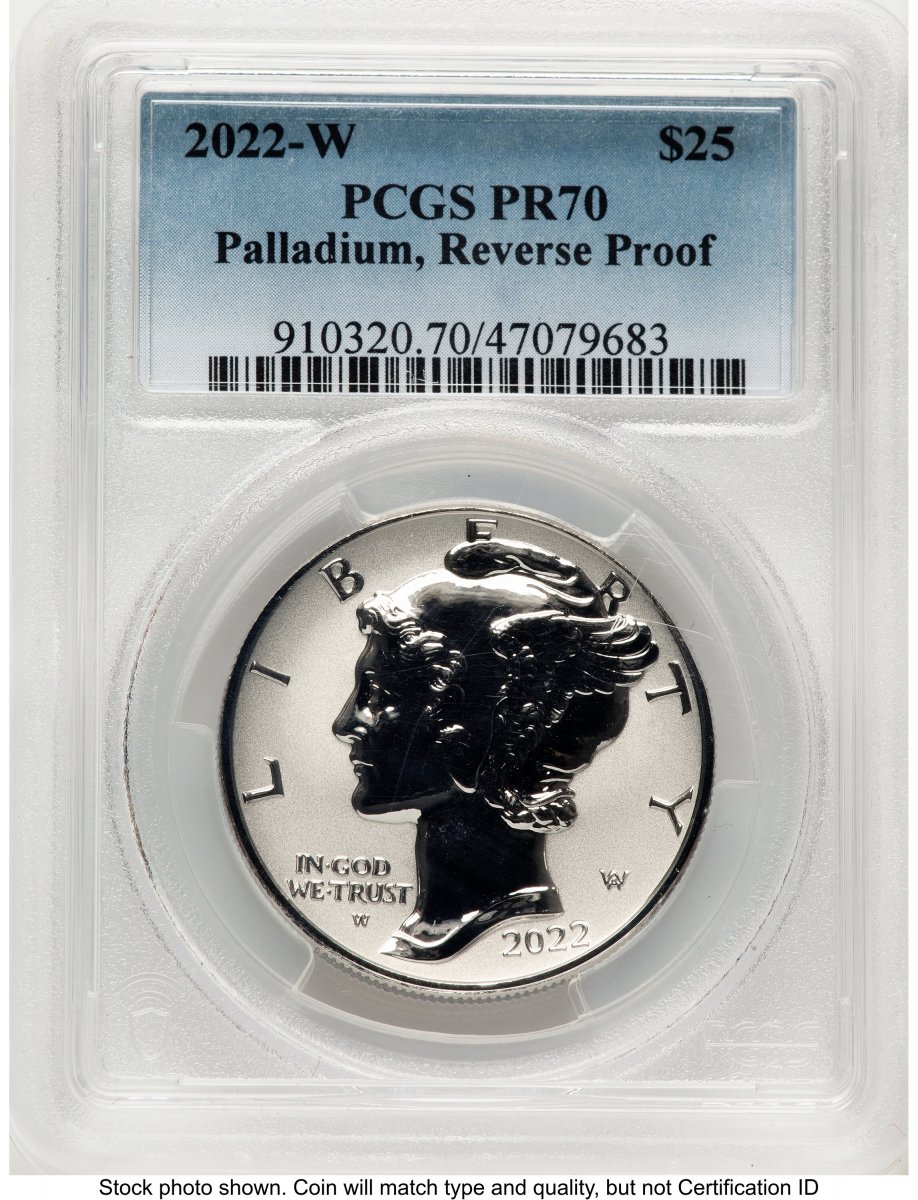2022-W Modern Bullion Coins (2022-W Palladium Eagle 1 oz, REV PR Blue Gradient)