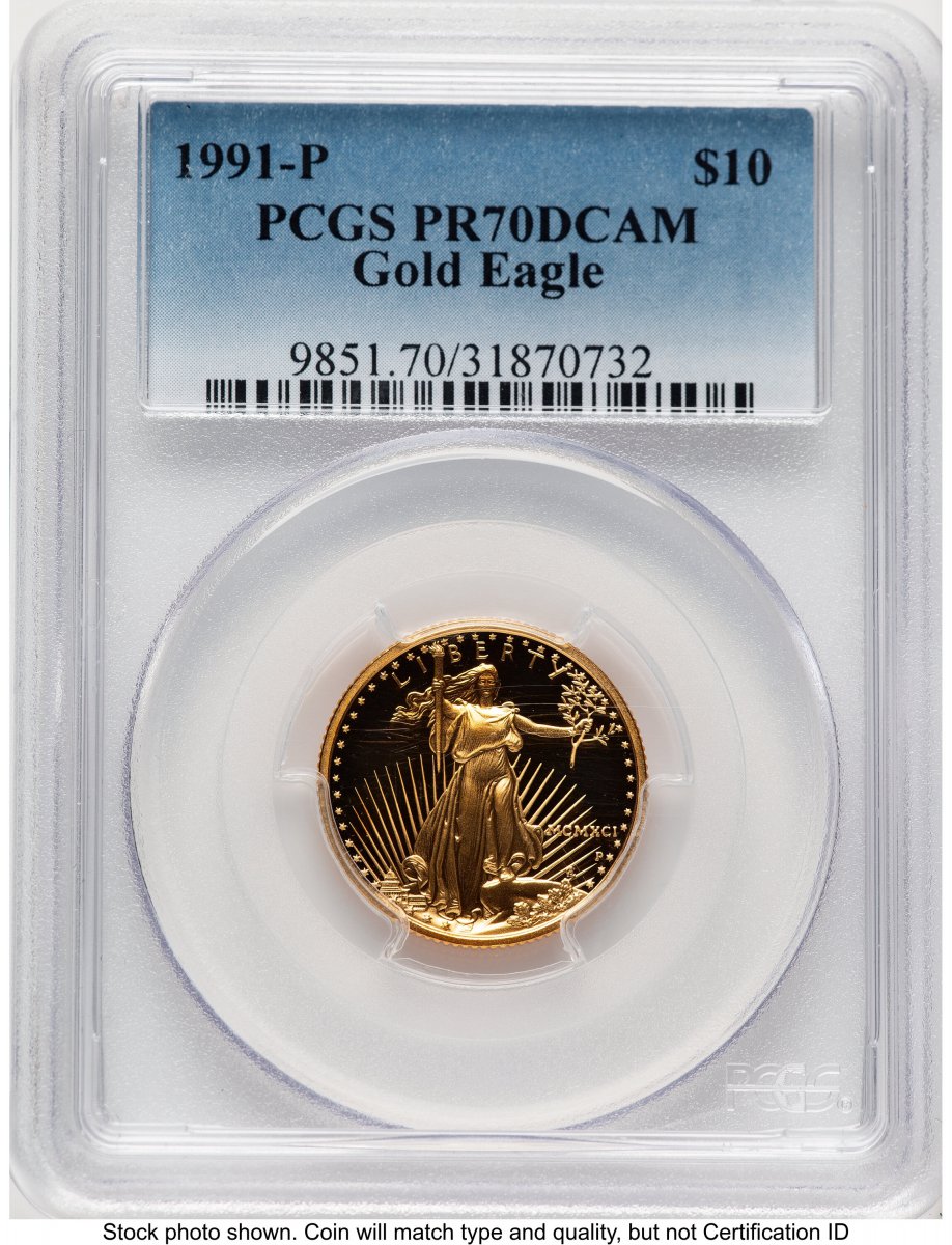 1991-P Modern Bullion Coins (1991-P Proof Gold Eagle 1/4 oz Blue Gradient)